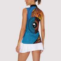 Fiji and Australia Together Women Sleeveless Polo Shirt Tapa Tribal Tattoo mix Aboriginal Pattern LT03 - Polynesian Pride