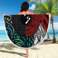 Tonga and New Zealand Together Beach Blanket Tongan Kupesi Ngatu Tattoo and Maori Paua Shell Pattern LT03 - Polynesian Pride