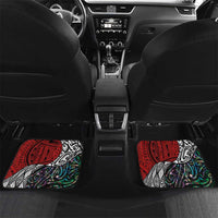 Tonga and New Zealand Together Car Mats Tongan Kupesi Ngatu Tattoo and Maori Paua Shell Pattern LT03 Set 2pcs - Back Black - Polynesian Pride