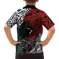 Tonga and New Zealand Together Family Matching Summer Maxi Dress and Hawaiian Shirt Tongan Kupesi Ngatu Tattoo and Maori Paua Shell Pattern LT03 - Polynesian Pride