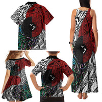 Tonga and New Zealand Together Family Matching Tank Maxi Dress and Hawaiian Shirt Tongan Kupesi Ngatu Tattoo and Maori Paua Shell Pattern LT03 - Polynesian Pride