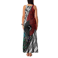 Tonga and New Zealand Together Family Matching Tank Maxi Dress and Hawaiian Shirt Tongan Kupesi Ngatu Tattoo and Maori Paua Shell Pattern LT03 - Polynesian Pride