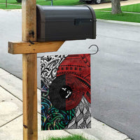 Tonga and New Zealand Together Garden Flag Tongan Kupesi Ngatu Tattoo and Maori Paua Shell Pattern LT03 - Polynesian Pride