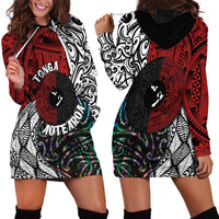 Tonga and New Zealand Together Hoodie Dress Tongan Kupesi Ngatu Tattoo and Maori Paua Shell Pattern LT03 - Polynesian Pride