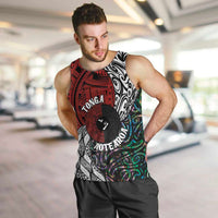 Tonga and New Zealand Together Men Tank Top Tongan Kupesi Ngatu Tattoo and Maori Paua Shell Pattern LT03 Black - Polynesian Pride