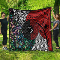 Tonga and New Zealand Together Quilt Tongan Kupesi Ngatu Tattoo and Maori Paua Shell Pattern LT03 - Polynesian Pride