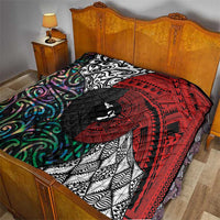Tonga and New Zealand Together Quilt Tongan Kupesi Ngatu Tattoo and Maori Paua Shell Pattern LT03 - Polynesian Pride