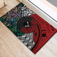 Tonga and New Zealand Together Rubber Doormat Tongan Kupesi Ngatu Tattoo and Maori Paua Shell Pattern LT03 - Polynesian Pride