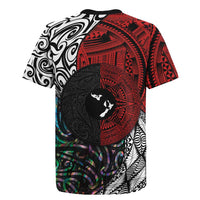 Tonga and New Zealand Together Rugby Jersey Tongan Kupesi Ngatu Tattoo and Maori Paua Shell Pattern LT03 - Polynesian Pride
