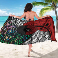 Tonga and New Zealand Together Sarong Tongan Kupesi Ngatu Tattoo and Maori Paua Shell Pattern LT03 - Polynesian Pride