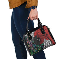 Tonga and New Zealand Together Shoulder Handbag Tongan Kupesi Ngatu Tattoo and Maori Paua Shell Pattern LT03 - Polynesian Pride