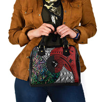 Tonga and New Zealand Together Shoulder Handbag Tongan Kupesi Ngatu Tattoo and Maori Paua Shell Pattern LT03 - Polynesian Pride