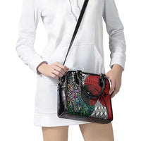 Tonga and New Zealand Together Shoulder Handbag Tongan Kupesi Ngatu Tattoo and Maori Paua Shell Pattern LT03 - Polynesian Pride