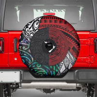 Tonga and New Zealand Together Spare Tire Cover Tongan Kupesi Ngatu Tattoo and Maori Paua Shell Pattern LT03 - Polynesian Pride