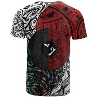 Tonga and New Zealand Together T Shirt Tongan Kupesi Ngatu Tattoo and Maori Paua Shell Pattern LT03 - Polynesian Pride