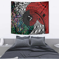 Tonga and New Zealand Together Tapestry Tongan Kupesi Ngatu Tattoo and Maori Paua Shell Pattern LT03 - Polynesian Pride