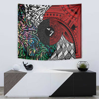 Tonga and New Zealand Together Tapestry Tongan Kupesi Ngatu Tattoo and Maori Paua Shell Pattern LT03 - Polynesian Pride