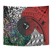 Tonga and New Zealand Together Tapestry Tongan Kupesi Ngatu Tattoo and Maori Paua Shell Pattern LT03 - Polynesian Pride