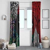 Tonga and New Zealand Together Window Curtain Tongan Kupesi Ngatu Tattoo and Maori Paua Shell Pattern LT03 - Polynesian Pride