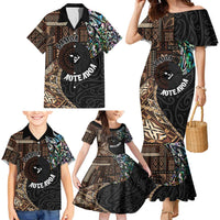 Samoa and New Zealand Together Family Matching Mermaid Dress and Hawaiian Shirt Siapo Motif and Maori Paua Shell Pattern LT03 - Polynesian Pride