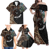 Samoa and New Zealand Together Family Matching Off Shoulder Maxi Dress and Hawaiian Shirt Siapo Motif and Maori Paua Shell Pattern LT03 - Polynesian Pride