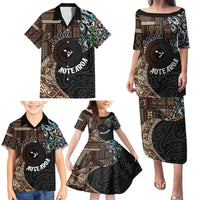 Samoa and New Zealand Together Family Matching Puletasi and Hawaiian Shirt Siapo Motif and Maori Paua Shell Pattern LT03 - Polynesian Pride