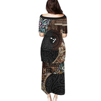 Samoa and New Zealand Together Family Matching Puletasi and Hawaiian Shirt Siapo Motif and Maori Paua Shell Pattern LT03 - Polynesian Pride