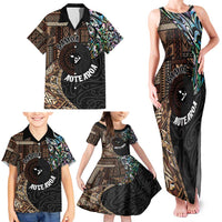 Samoa and New Zealand Together Family Matching Tank Maxi Dress and Hawaiian Shirt Siapo Motif and Maori Paua Shell Pattern LT03 - Polynesian Pride