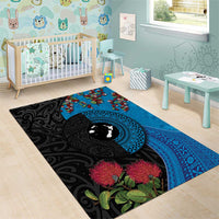 Fiji and New Zealand Together Area Rug Tapa Maori Tattoo mix Tagimoucia and Pohutukawa LT03 - Polynesian Pride