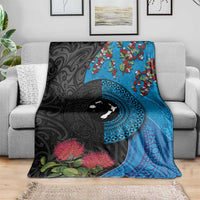 Fiji and New Zealand Together Blanket Tapa Maori Tattoo mix Tagimoucia and Pohutukawa LT03 - Polynesian Pride