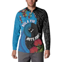 Fiji and New Zealand Together Button Sweatshirt Tapa Maori Tattoo mix Tagimoucia and Pohutukawa LT03 - Polynesian Pride