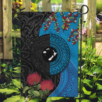 Fiji and New Zealand Together Garden Flag Tapa Maori Tattoo mix Tagimoucia and Pohutukawa LT03 Garden Flag Black - Polynesian Pride