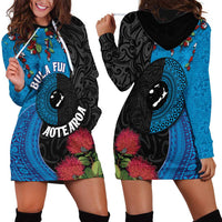 Fiji and New Zealand Together Hoodie Dress Tapa Maori Tattoo mix Tagimoucia and Pohutukawa LT03 - Polynesian Pride