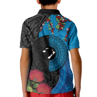 Fiji and New Zealand Together Kid Polo Shirt Tapa Maori Tattoo mix Tagimoucia and Pohutukawa LT03 - Polynesian Pride
