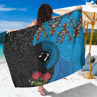 Fiji and New Zealand Together Sarong Tapa Maori Tattoo mix Tagimoucia and Pohutukawa LT03 One Size 44 x 66 inches Black - Polynesian Pride