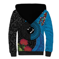 Fiji and New Zealand Together Sherpa Hoodie Tapa Maori Tattoo mix Tagimoucia and Pohutukawa LT03 - Polynesian Pride