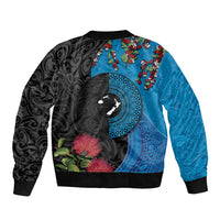 Fiji and New Zealand Together Sleeve Zip Bomber Jacket Tapa Maori Tattoo mix Tagimoucia and Pohutukawa LT03 - Polynesian Pride