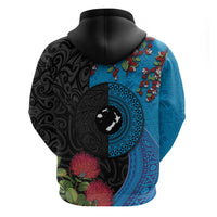 Fiji and New Zealand Together Zip Hoodie Tapa Maori Tattoo mix Tagimoucia and Pohutukawa LT03 - Polynesian Pride
