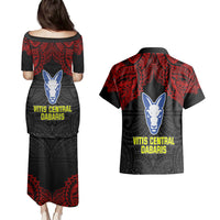 Vitis Central Dabaris Rugby Couples Matching Puletasi Dress and Hawaiian Shirt Papua New Guinea Polynesian Tattoo LT03 - Polynesian Pride