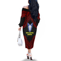 Vitis Central Dabaris Rugby Family Matching Off Shoulder Long Sleeve Dress and Hawaiian Shirt Papua New Guinea Polynesian Tattoo LT03 - Polynesian Pride