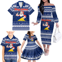Tokelau Christmas Family Matching Off Shoulder Long Sleeve Dress and Hawaiian Shirt Santa Claus Tokelau Flag and Coat of Arms with Polynesian Pattern LT03 - Polynesian Pride