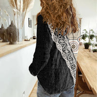 Tukenny Pattern Fijian War Clubs Mix Tapa Tribal Women Casual Shirt LT03 - Polynesian Pride