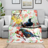 New Zealand Pohutukawa Tui Bird Blanket Kowhai Version LT03 - Polynesian Pride
