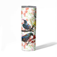 New Zealand Pohutukawa Tui Bird Skinny Tumbler Kowhai Version LT03 - Polynesian Pride
