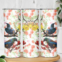 New Zealand Pohutukawa Tui Bird Skinny Tumbler Kowhai Version LT03 - Polynesian Pride