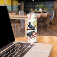 New Zealand Pohutukawa Tui Bird Skinny Tumbler Kowhai Version LT03 - Polynesian Pride
