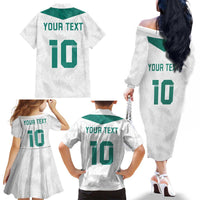 Custom New Zealand Football Family Matching Off The Shoulder Long Sleeve Dress and Hawaiian Shirt Go All Silver Ferns - Towards World Cup 2026 LT03 - Polynesian Pride