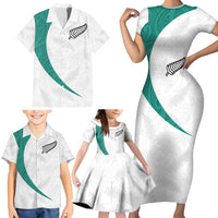 Custom New Zealand Football Family Matching Short Sleeve Bodycon Dress and Hawaiian Shirt Go All Silver Ferns - Towards World Cup 2026 LT03 - Polynesian Pride