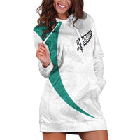 Custom New Zealand Football Hoodie Dress Go All Silver Ferns - Towards World Cup 2026 LT03 White - Polynesian Pride