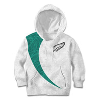 Custom New Zealand Football Kid Hoodie Go All Silver Ferns - Towards World Cup 2026 LT03 Hoodie White - Polynesian Pride